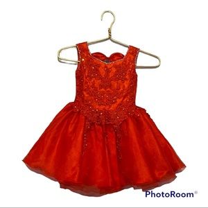Girls Unique Fashion Red Beaded Pageant Dress